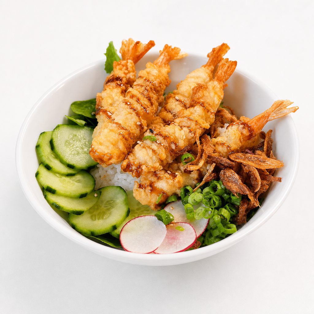 Crunchy Shrimp Tempura Dipping Bowl.