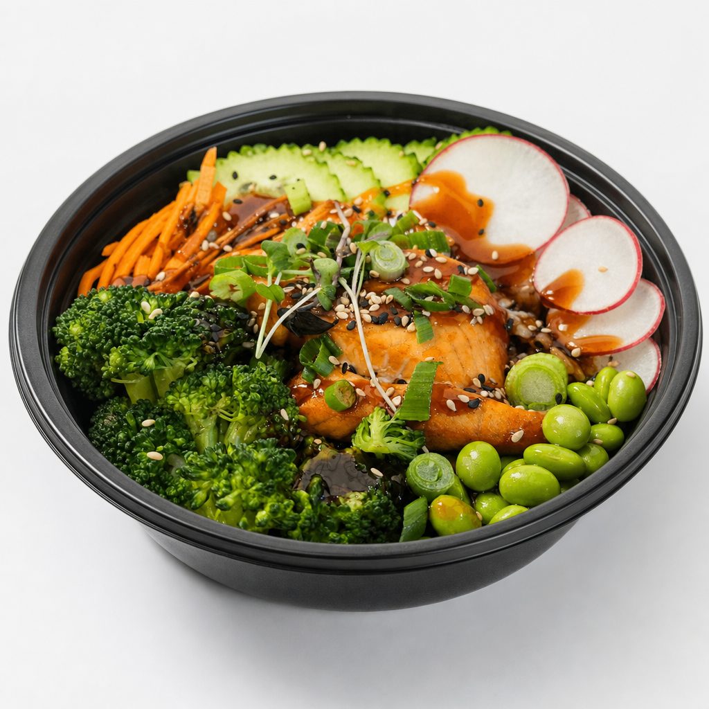 Teriyaki salmon Steak Bowl.